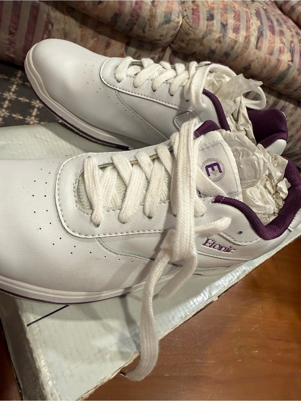 Eton White Women's Sneakers with Purple Lining